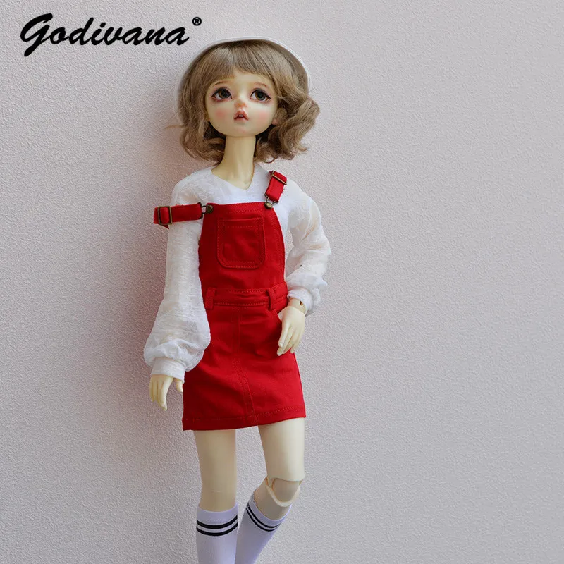 1/4 1/3 BJD Doll Outfit Sweet Cute Adjustable Strap Overall Dress Versatile Daily Casual Doll Clothes for1/4 1/3 BJD