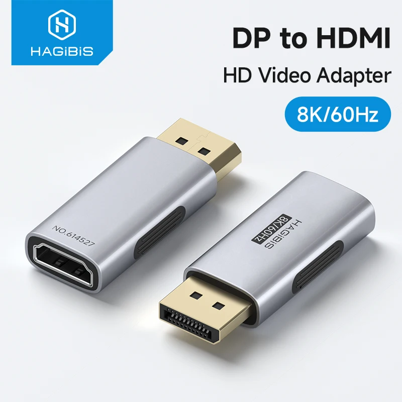 Hagibis DisplayPort to HDMI Adapter 8K@60Hz DP Male to HDMI Female Connector Cable Extension for PC Laptops External Monitor