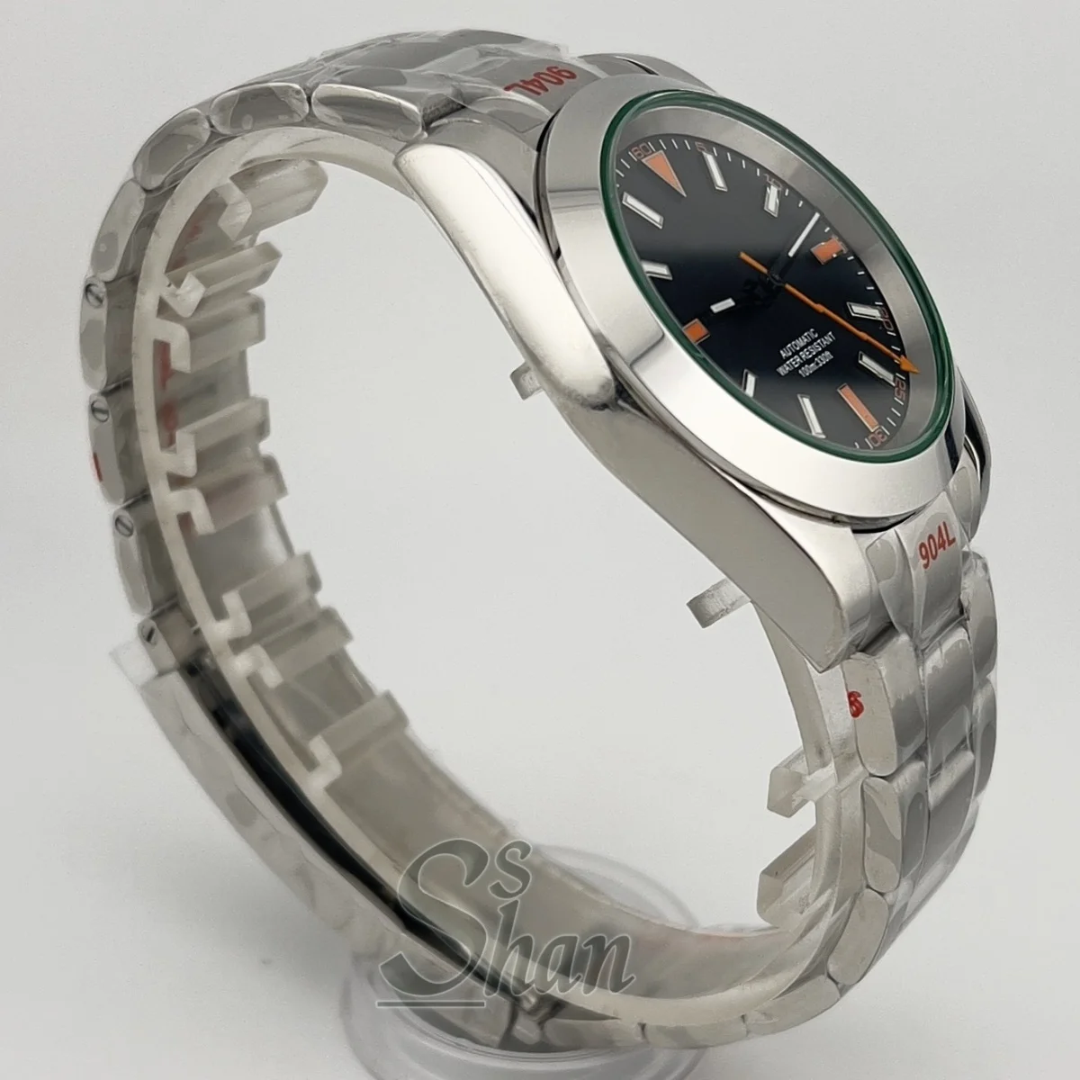 ساعة Mingzhu NH35A للرجال 36 ملم 39 ملم إطار داخلي أخضر زجاج الياقوت قرص أسود عقارب فضية سوداء برتقالية برق ثانية يد