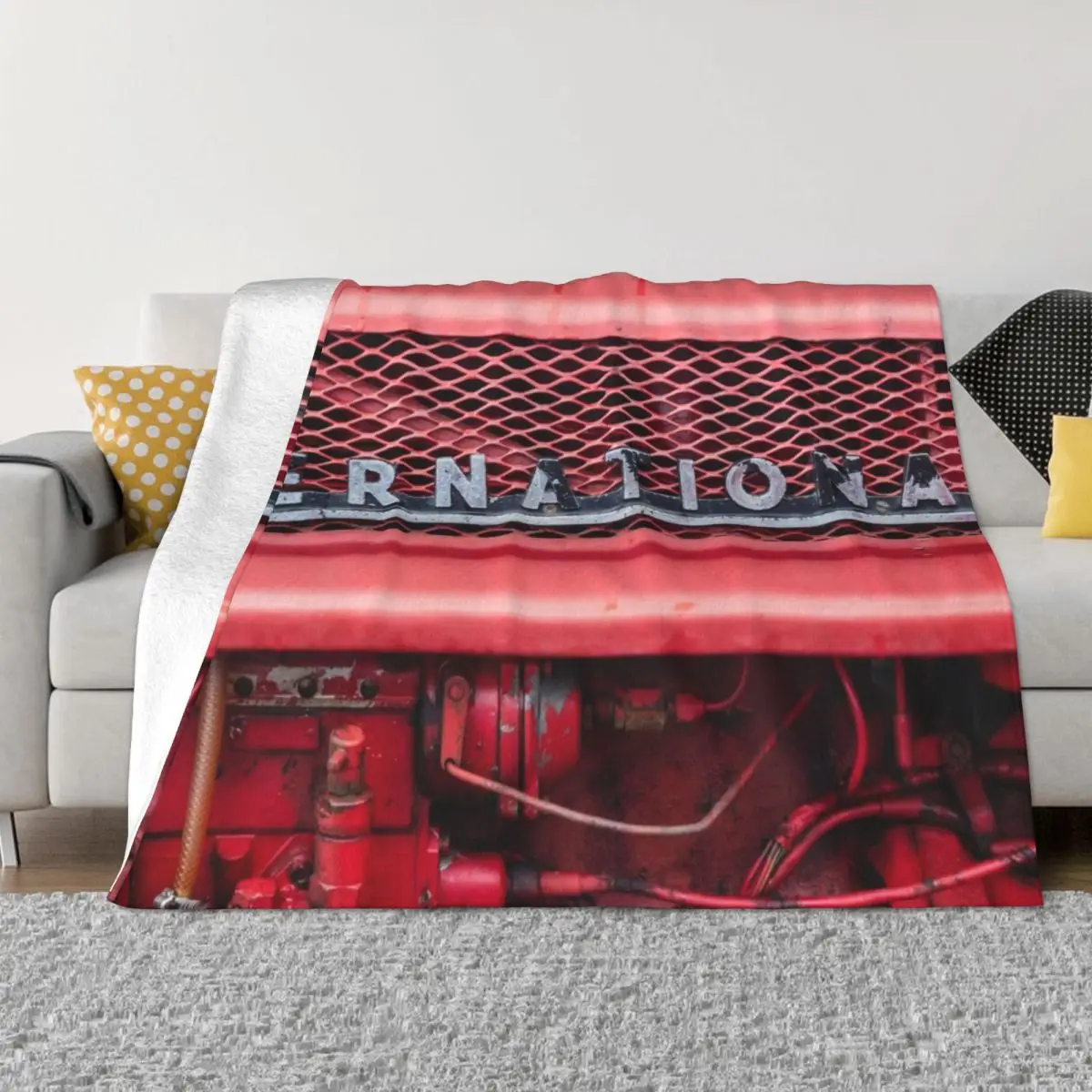 

Vintage International Tractor Badge Throw Blanket Summer Sofas Blankets