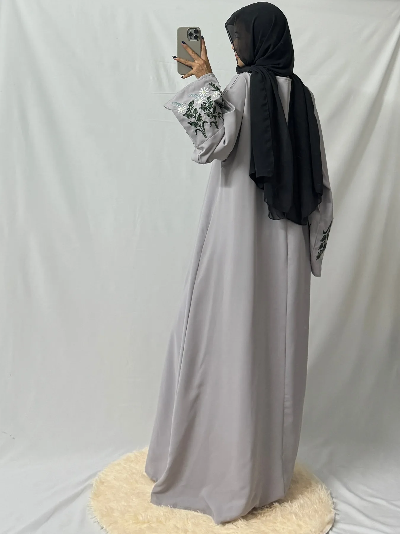 Abito da preghiera modesto caftani musulmani manica lunga ricamo allentato Maxi abiti Ramadan abbigliamento islamico donna Abaya Jilbabs musulmano