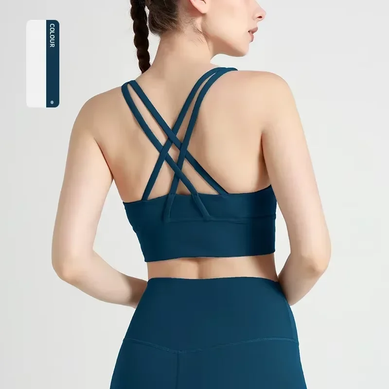 

Летний женский спортивный бюстгальтер, сексуальный спортивный топ с перекрещивающимися бретелями на спине, нижнее белье, противоударный укороченный топ для йоги, бега и фитнеса