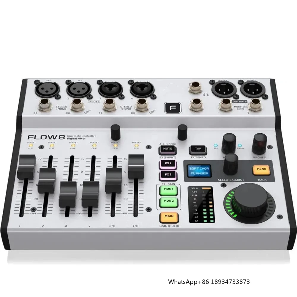 Flow8 Mini Digital Mixer Console 8-channel with Bluetooth Audio App Control 2 FX Processors USB/Audio Interface