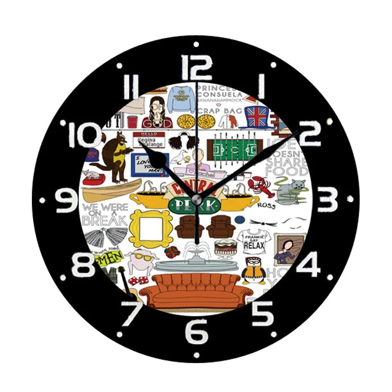 Custom Friends Central Perk for Living Room Home Decor Friends TV Show Round Wall Clock Big Silent Wall Clock Watch Bedroom Gift