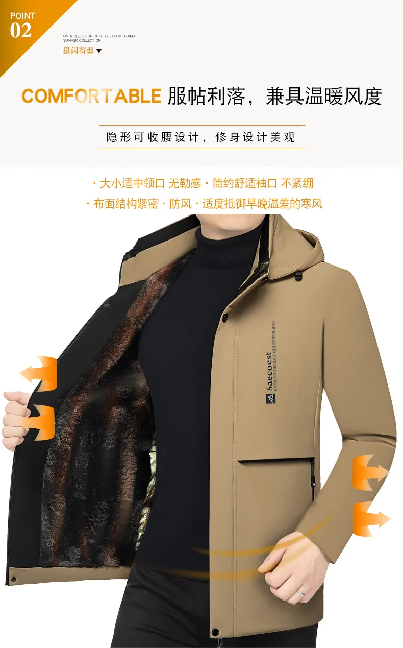 Winter New Arrival Middle Aged Men High Grade Thick Warm Down Cotton Coat Father Style Male Casual Business Outerwear For Daily