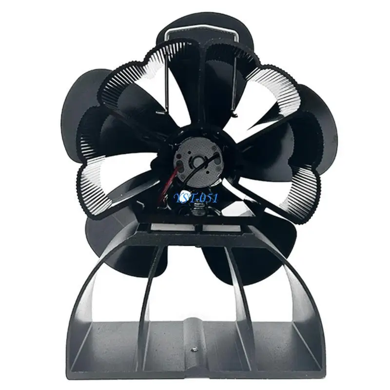 Ventilador fogão a lenha movido a calor E15A com 5 lâminas e medidor temperatura, sem necessidade eletricidade para