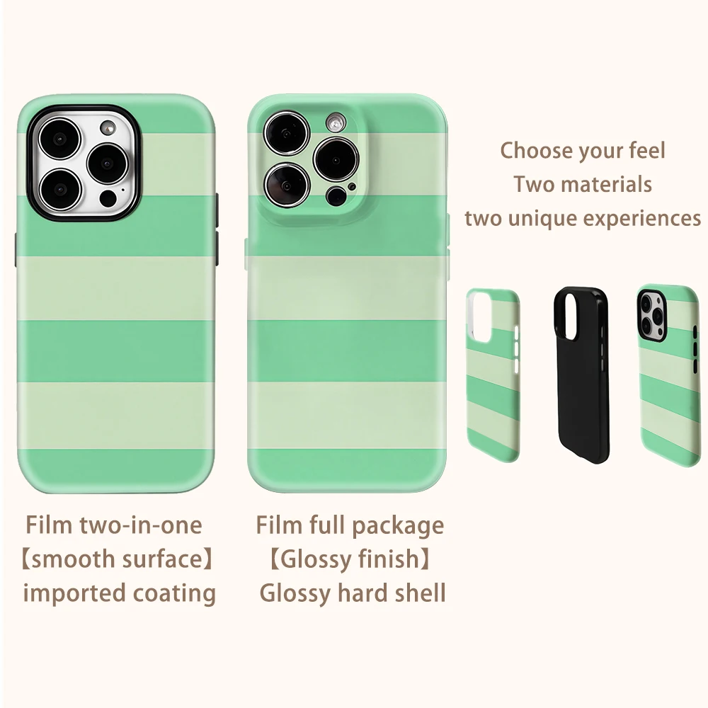 Funda de teléfono para iPhone 17 16 15 14 13 12 11 X XS XR XSMAX Air Pro Max Plus cubierta de lujo de doble capa verde Lime Stripe Energy