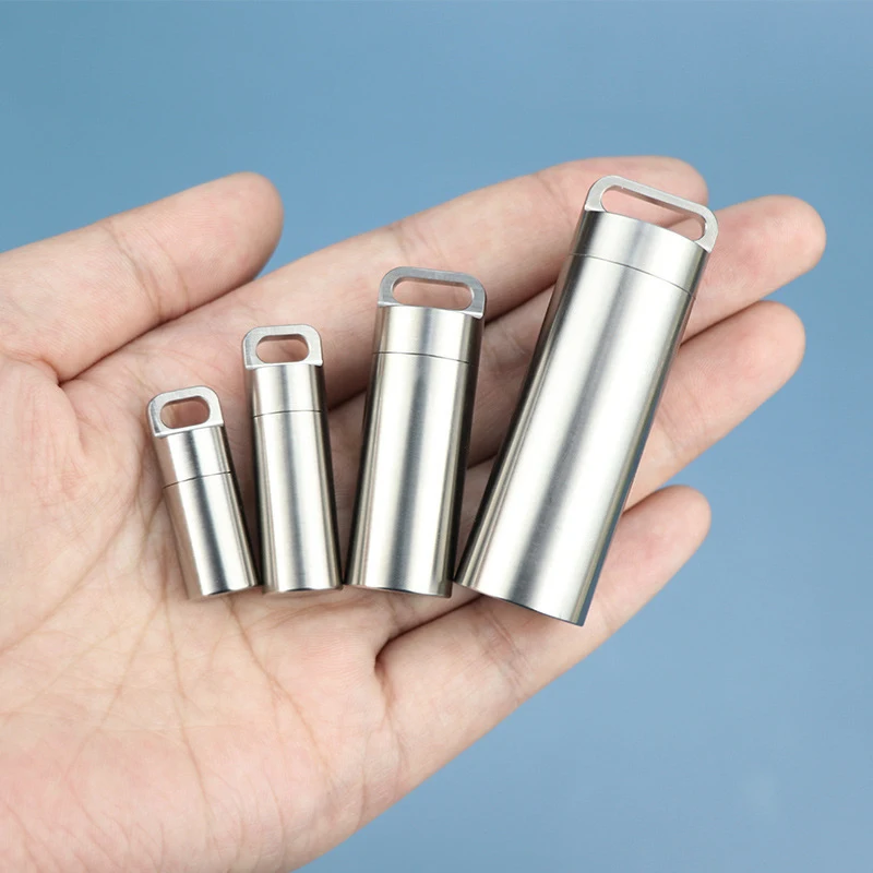 1PC TC4 Titanium Alloy Sealed Medicine Bottle Household Outdoor Travel Medicine Bottle Portable Waterproof Compartment