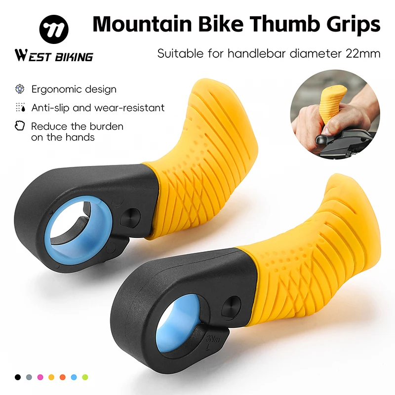 

WEST BIKING MTB Ergonomic Thumb Support Grips 1 Pair Multicolor Bicycle Small Auxiliary Handlebar Rest Grips Bike Accessories