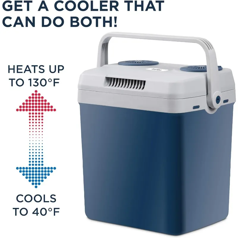 Ivation Electric Cooler & Warmer with Handle |27 Quart (25 L) Portable Thermoelectric Fridge For vehicles & Trucks| 110V AC Home