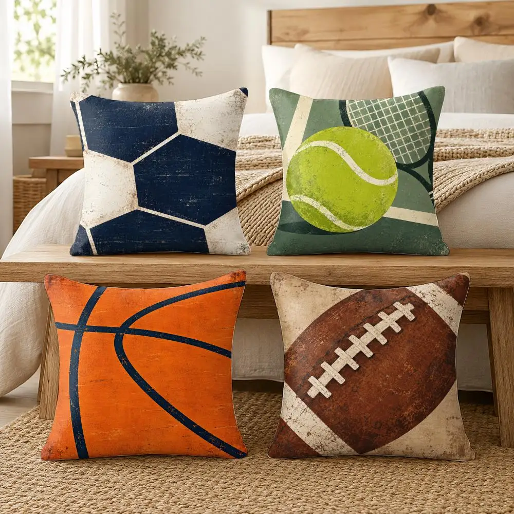 Football Basketball Sports Baseball Cushion Cover Soft Pillow Cases Hidden Zipper Cutecore Sofa Bedroom Home Decor Gift