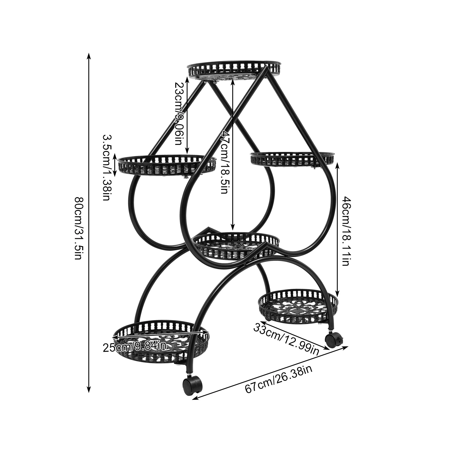 Support pour pots de fleurs en forme de cœur – Design élégant, 6 plateaux pour une plantation facile, disposition décalée pour embellir votre espace