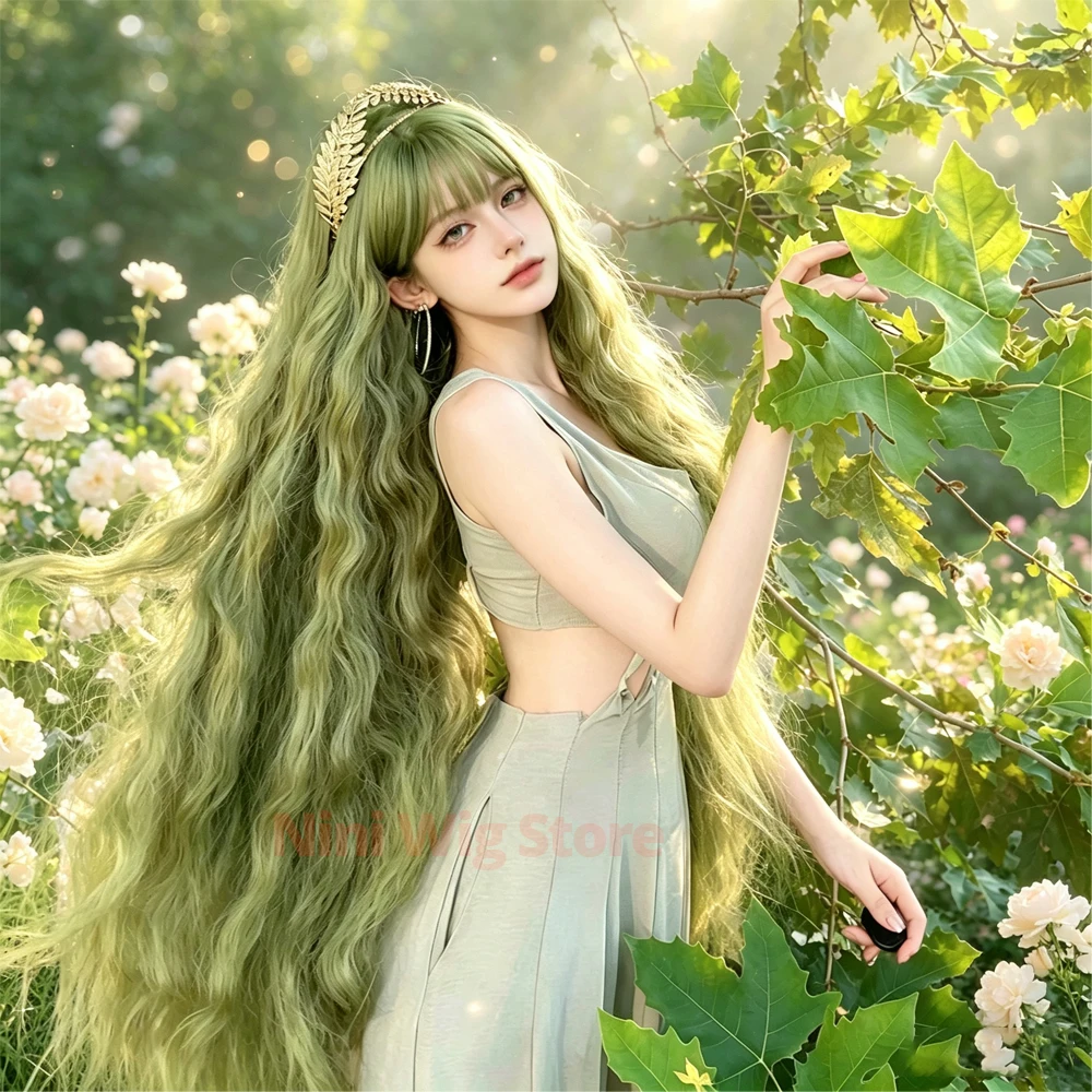 Halloween Cosplay Wig 100cm Long Curly Wave Fluffy Synthetic Wig With Bangs For Women Lolita Halloween Daily Use Heat-resistant