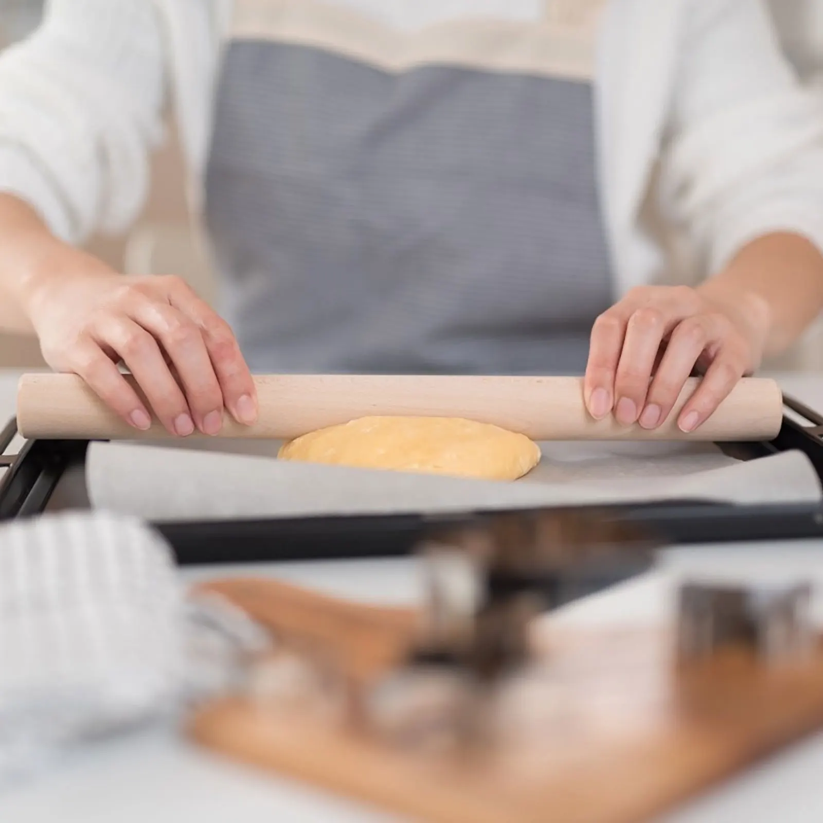 

28 CM Rolling Pin Sandalwood French Embossed Adjustable Pointed Dough Rollers Dumpling Skin Maker Dumplings Wooden