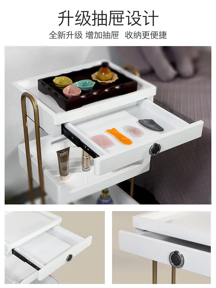 New High-End Beauty Cart Small Trolley for Beauty Salon SPA Tattoo Eyelash Storage Mobile Drawer Organizer
