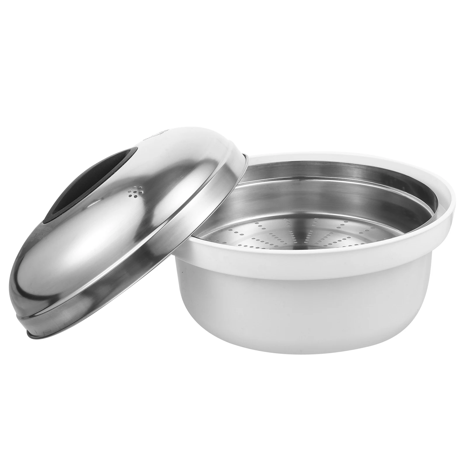 

Microwave Steamer Stainless Steel Set Convenient Vegetable Fish Steaming Plastic Handle Kitchen Cooker Healthy Cooking