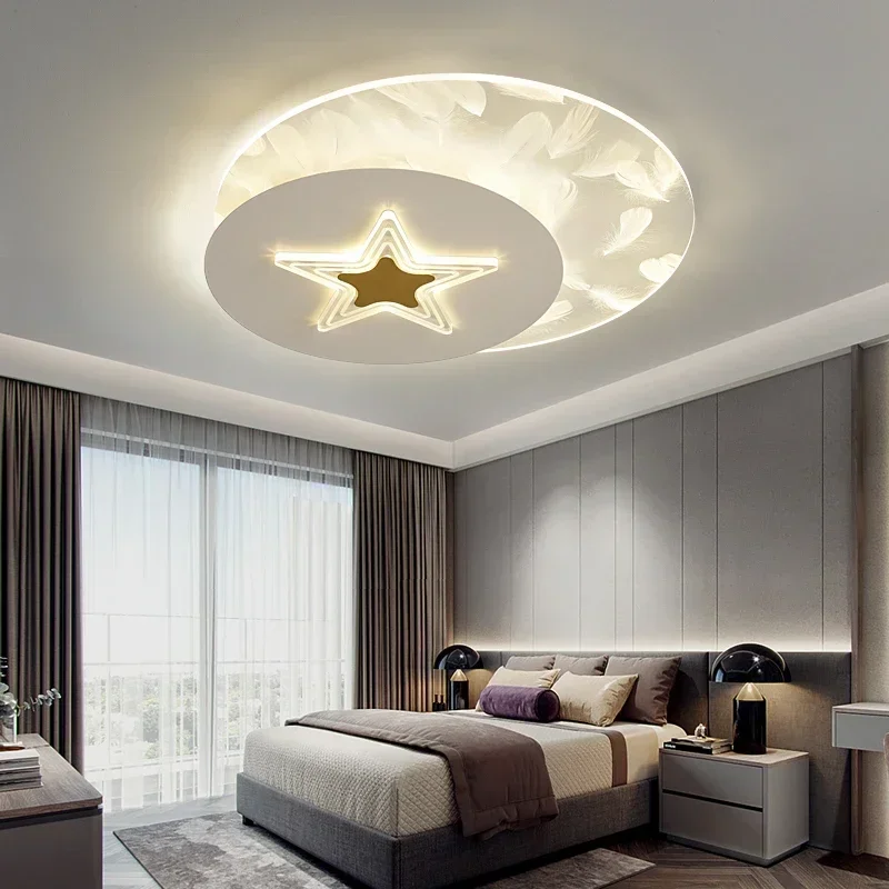 LED Feather Ceiling Lamp for Bar Kitchen Office Lighting Surface Mounted Master Bedroom Decorative Light Fixture