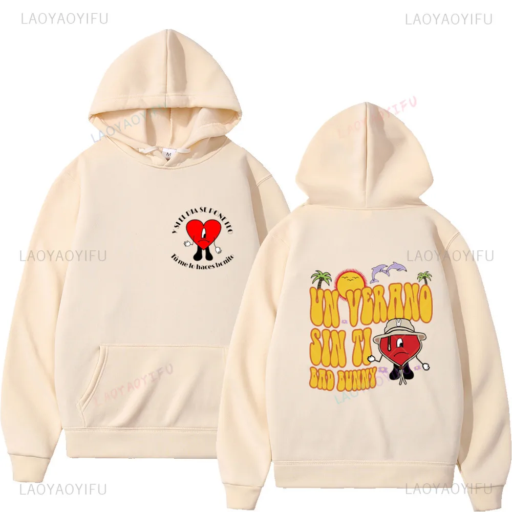 

Хип-хоп Bad Bunny UN VERANO SIN TI с принтом для женщин и мужчин, флисовый пуловер в стиле Харадзюку, мужская спортивная одежда, одежда с капюшоном, топы