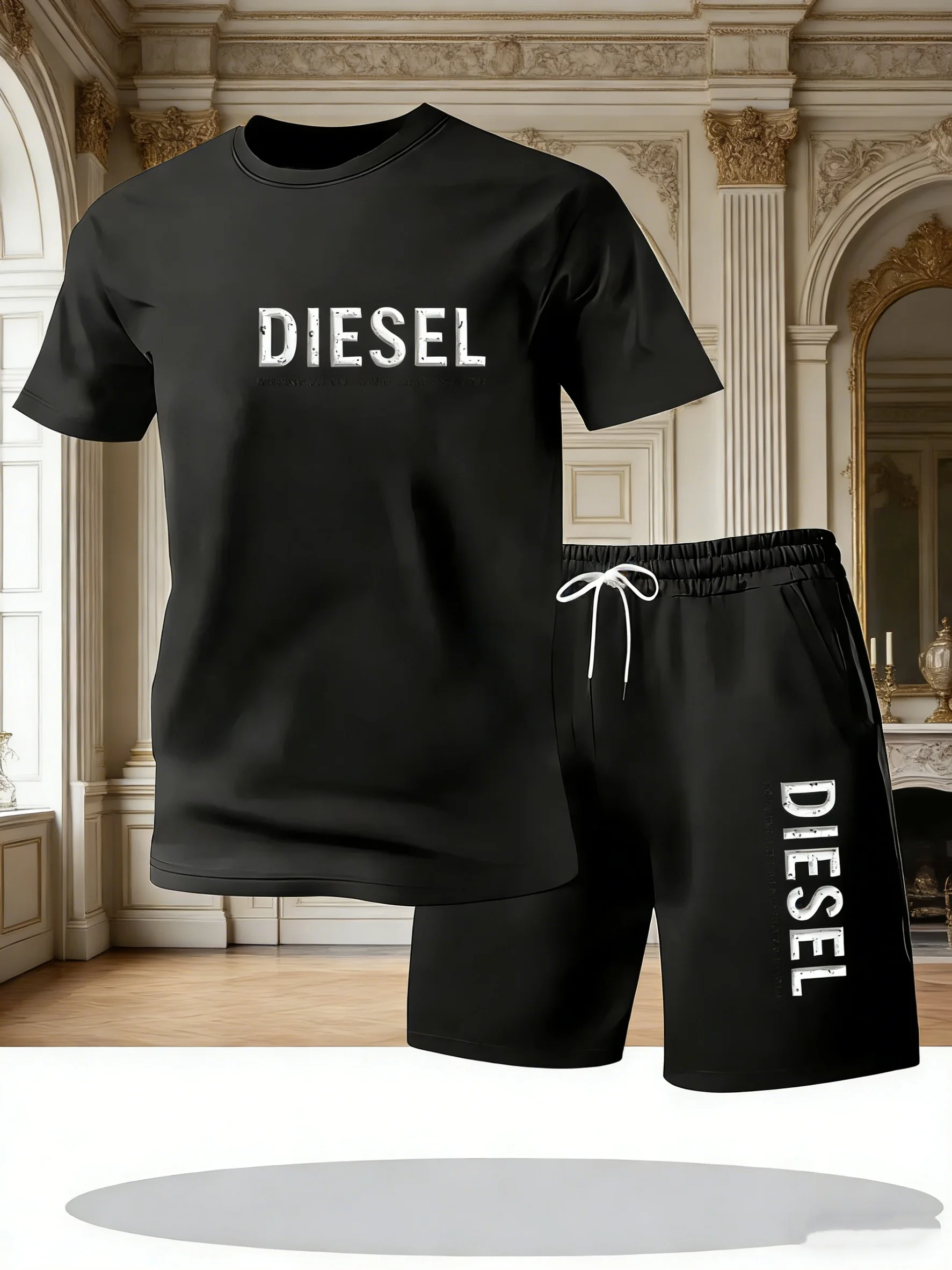 2026 Neues Trendiges Business-Sommer-Herren-Sportset Lässiges Fitness-Jogging-Basketball-Mode Kurzarm-T-Shirt + Shorts 2-teiliges Set