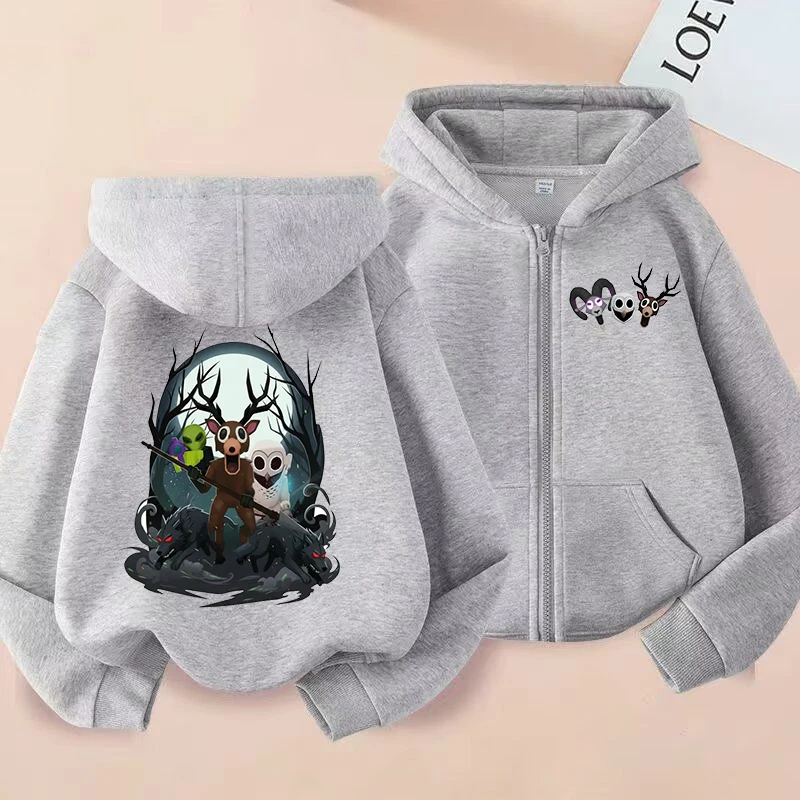 Children's Clothing 99 Night in The Forest Zipper Hoody Boys Girls Casual Tops Cartoon Coat Trends Outerwear Kids Hoodie Jacket
