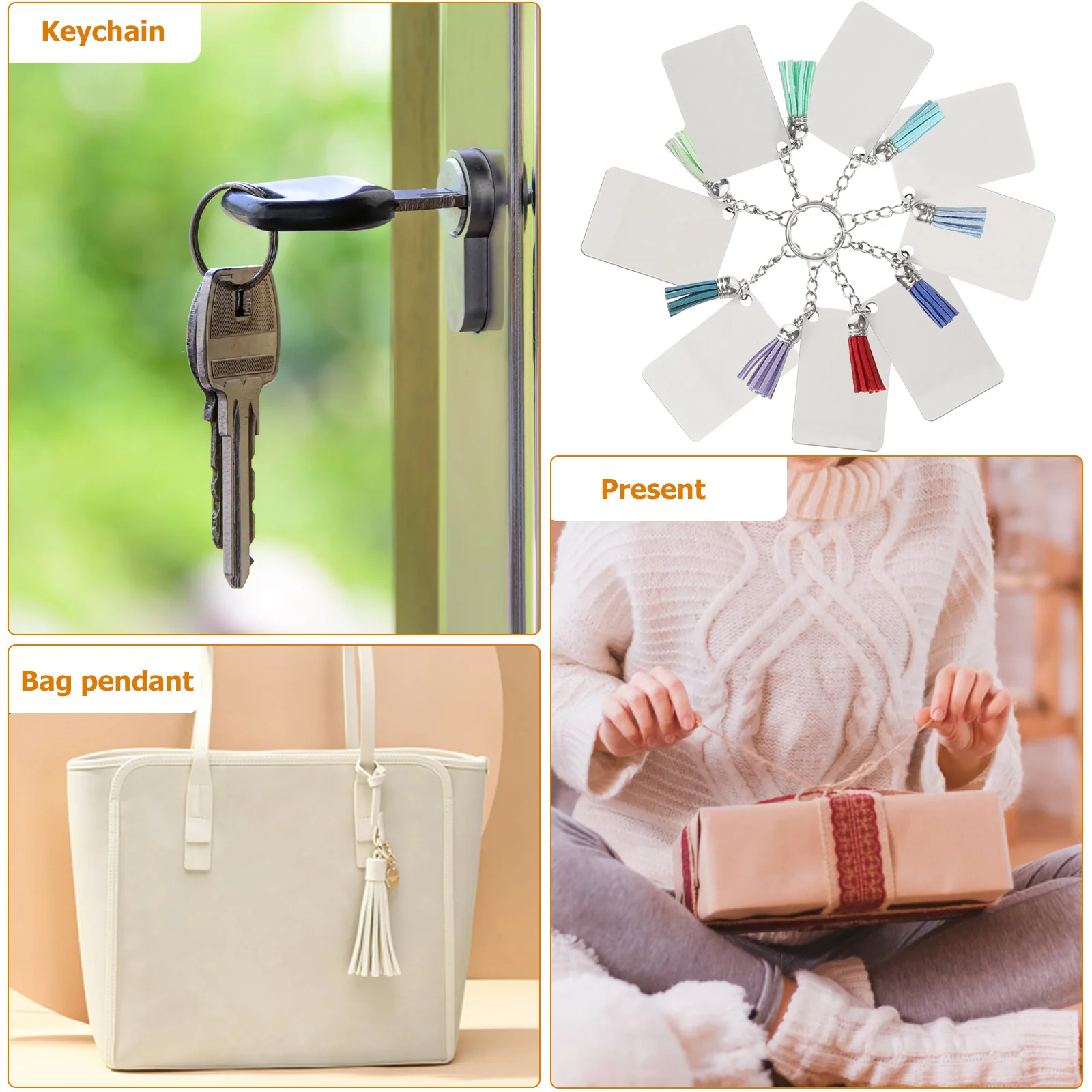 

20 set Handicraft Keychain Blanks Key Rings Tassels Diy Supplies For Sublimation Custom Pendant Decorative Accessories Art Craft