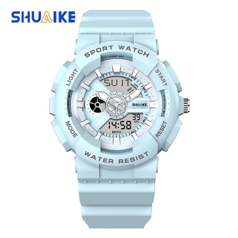 Youth Fashion Cool Watch LED Light Digital Anti Shock, Anti Drop, Waterproof Men's and Women's Watches World Time Clock