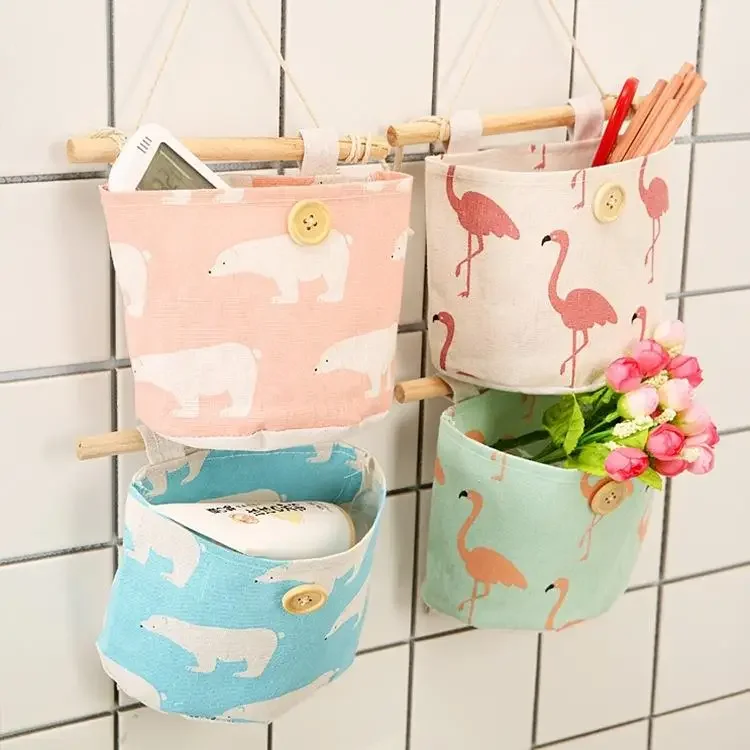 1PCS Pocket Wall Hanging Wardrobe  Bag Flamingo Pattern Plastic Toys