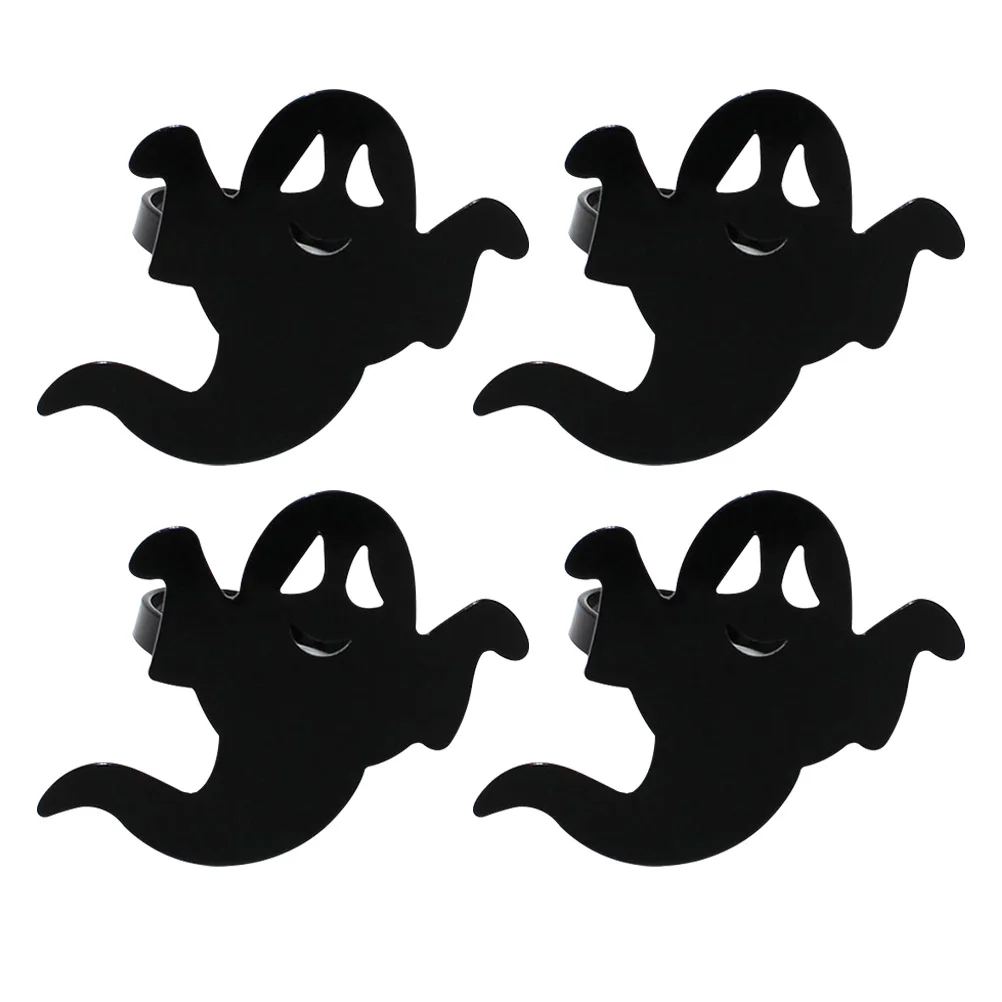 

4 Pcs Halloween Kitchen Accessories Ghost Napkin Rings Party Table Favors Alloy Spooky