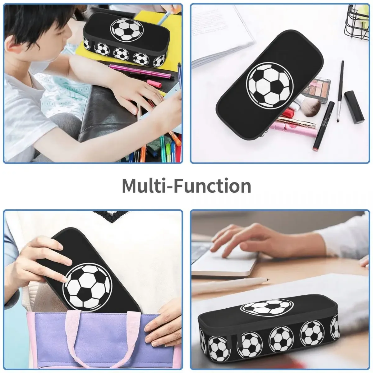 Soccer Ball Football Icon Pencil Case for Boys Girls Gifts Pen Box Pencil Bag Stationery Supplies Pen Holder Bag