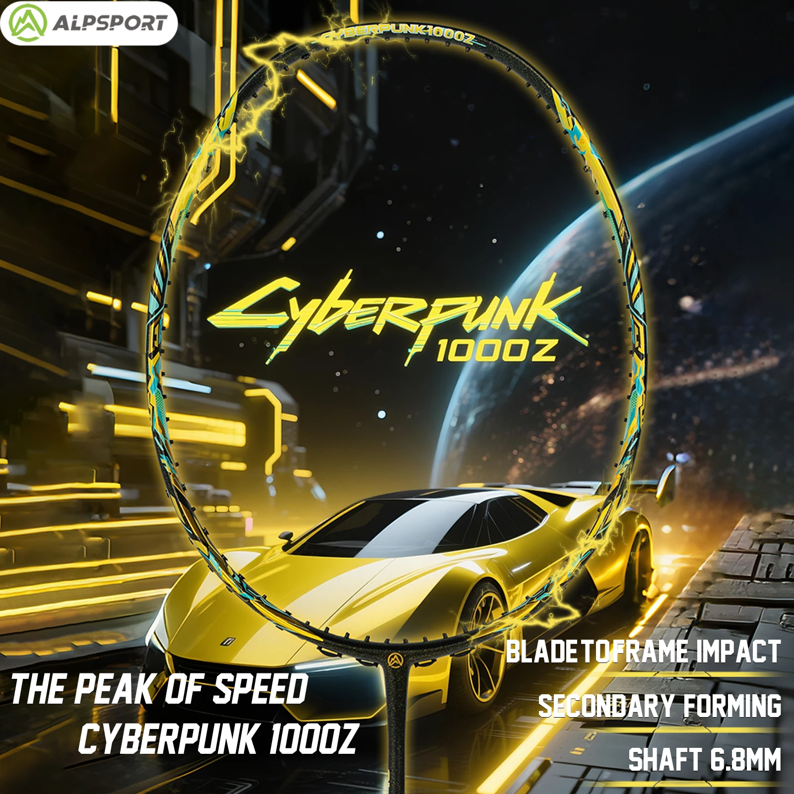 

ALP 【Cyberpunk2.0】4U Ultralight Speed Racket Full Carbon Fiber Speed Badminton Racket Max 30lBS Original ALPSPORT