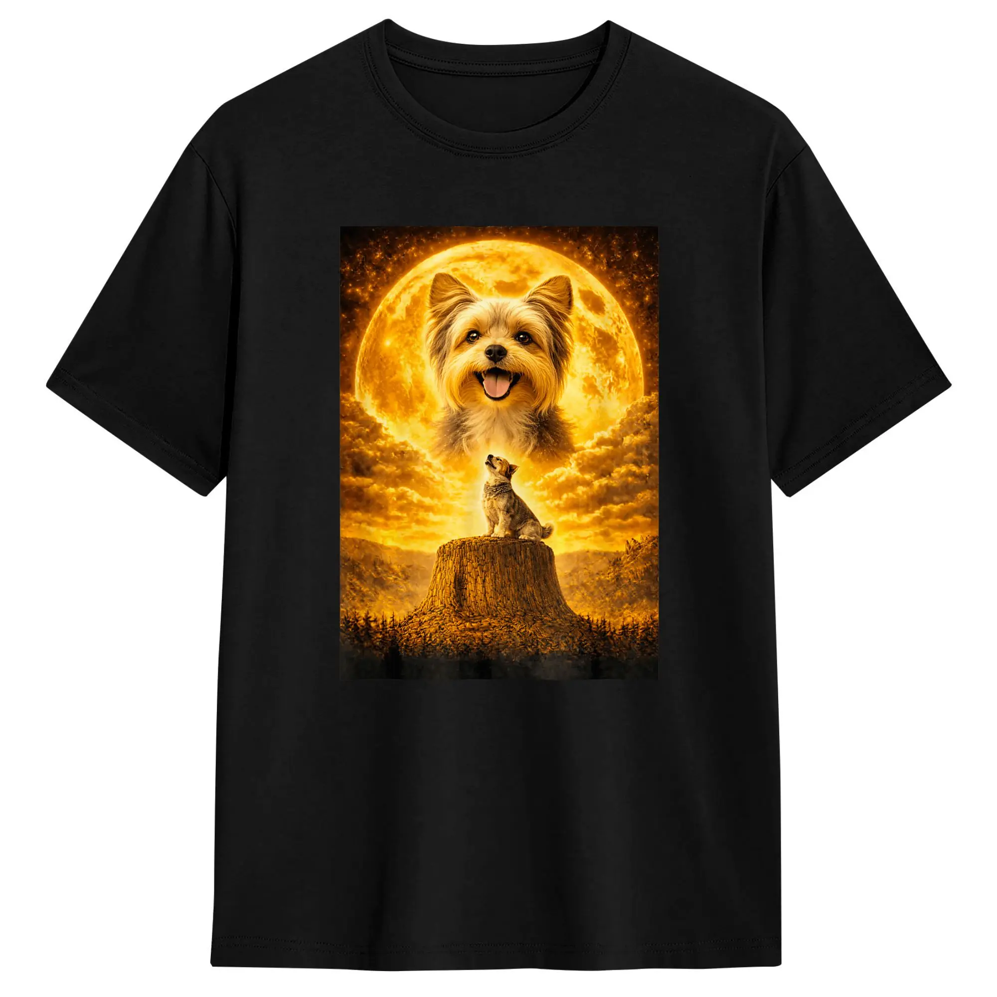 Yorkie Howling to The Moon Vintage Funny Yorkshire Cotton T-Shirt For Men Summer Aesthetic T-Shirts Hip Hop Tee Shirt Oversized