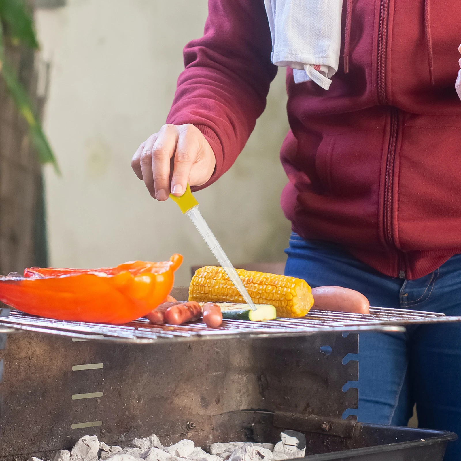 

Yellow BBQ Basting Tool Meat Injection Greaser Sauce Applicator for Grilling Roasting Cooking Marinade Kitchen Grill Utensil