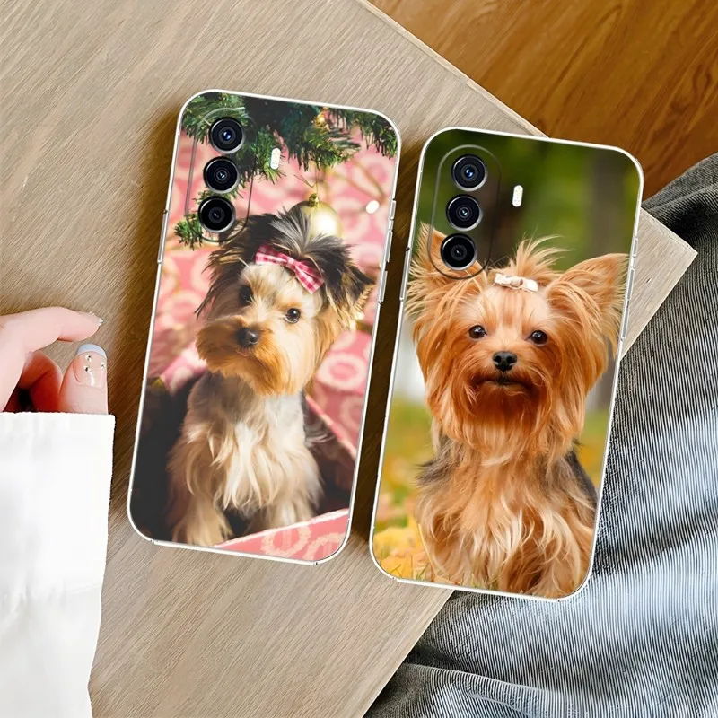 York Shire Terrier Dog Phone Case Transparent For Huawei P30 P50 P40Pro Plus Psmarts Mate 40 30 Y8 Y7 Honor60 50 Play4TPro Lite