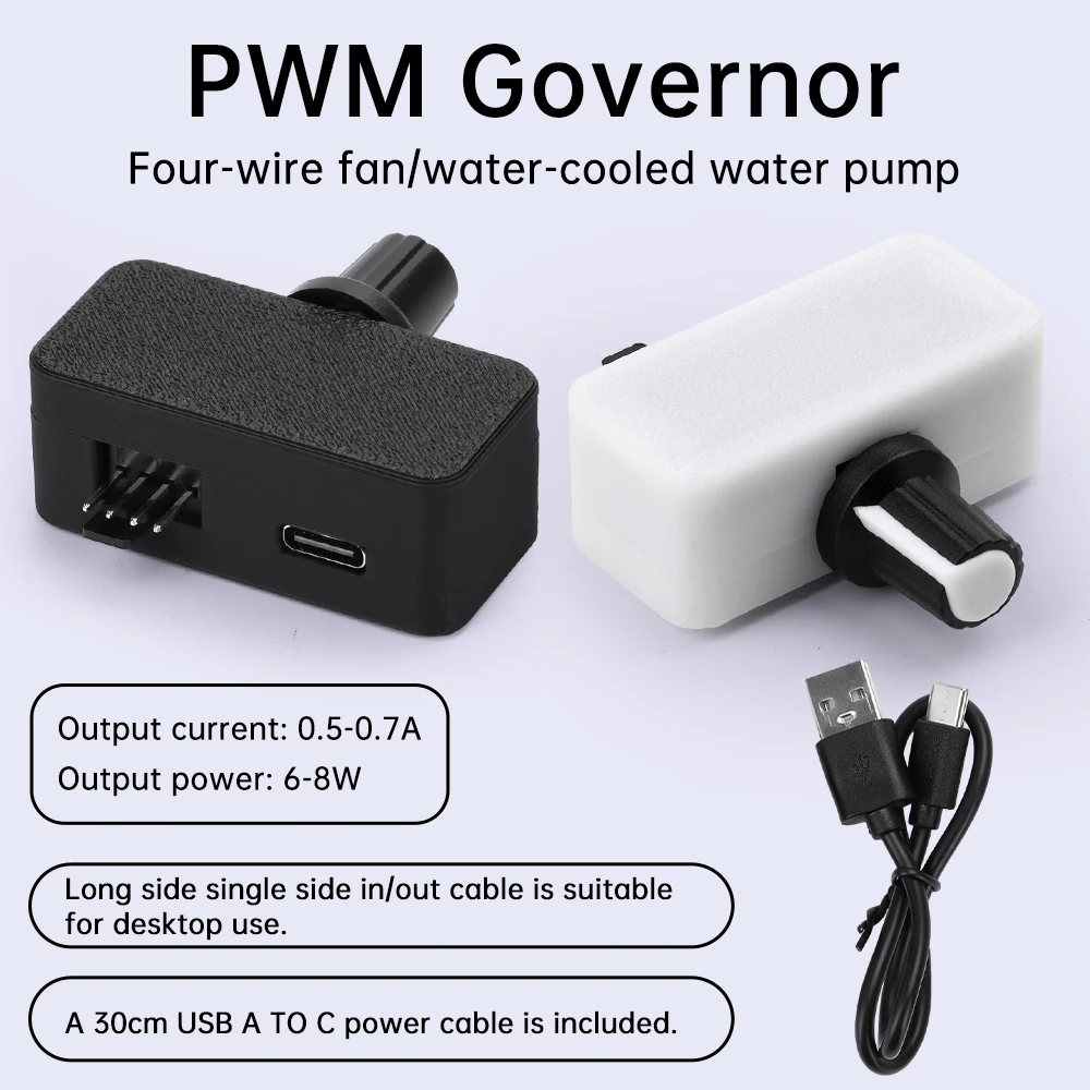 Mini contrôleur de vitesse PWM, contrôleur de vitesse de ventilateur à 4 broches, Interface USB TYPE-C, alimentation électrique, refroidisseur d'eau, noir/blanc, DIY