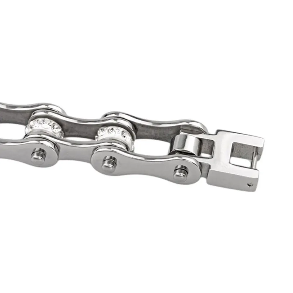 أساور/أساور للسيدات، أساور ربط سلسلة الدراجات النارية للنساء، مجوهرات من الفولاذ المقاوم للصدأ فاسق #5