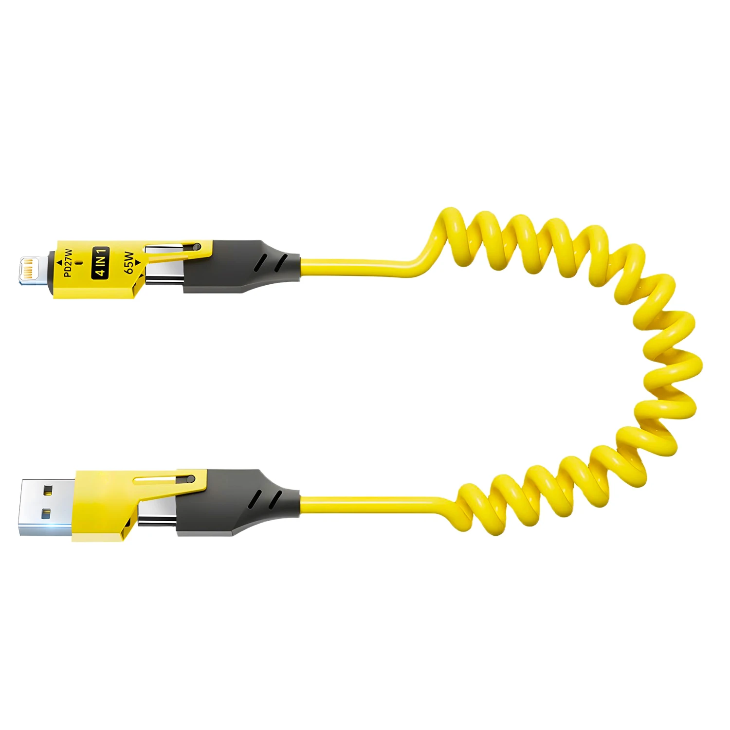 4 في 1 65 واط كابل شحن متعدد المنافذ USB نوع C شحن سريع كابل بيانات آيفون 16 15 شاومي سامسونج PD 27 واط كابل الإضاءة