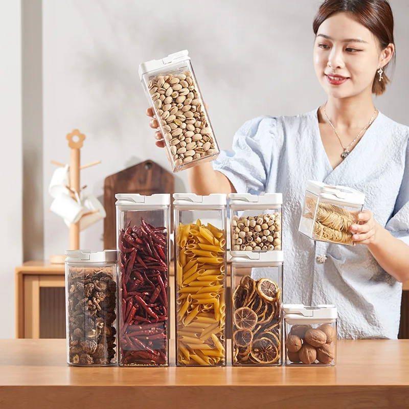 

600/1300ml Stackable Fresh-keeping Sealed Tank Grain Tank, Grain Storage Box Snack Nut Storage Tank Container Moisture Proof Box