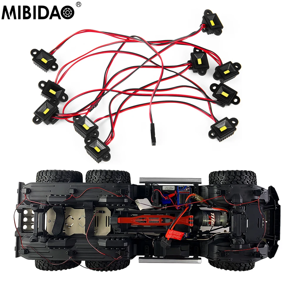 MIBIDAO RC Car Wheel Eyebrow Light 4/8/10 LED Chassis Lights For 1/10 TRX4 TRX6 Decoration Parts