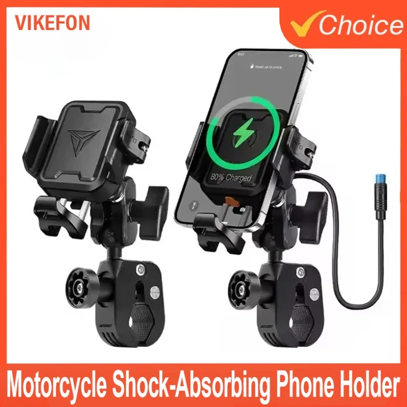 

Anti-Theft Quick Release Navigation Bicycle Bracket 15W Wireless Charger & 36W USB-C Charging Motorcycle Shockproof Phone Holder