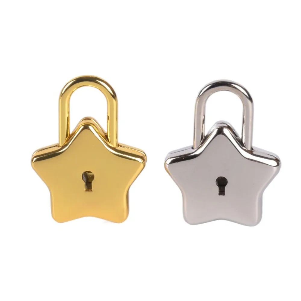 Mini Gold Star Shape Padlock Silvery Classic Vintage Style LOCK Cute Star Key Notebook Padlock Luggage