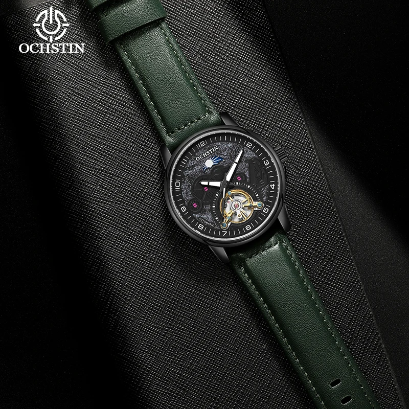OCHSTIN Man Classic Genuine Leather Strap Tourbillon Mechanical Watch Men's Comfortable All-day Wearing Experience Watches
