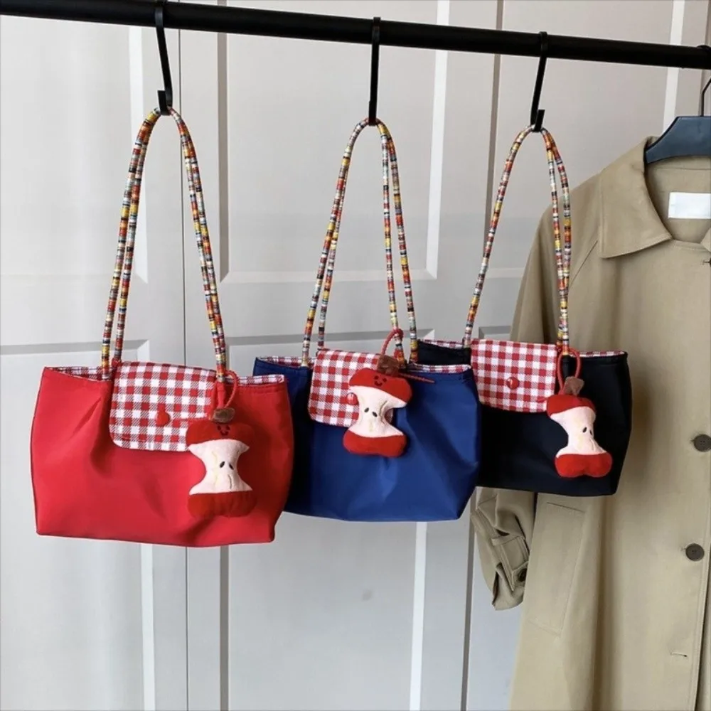 Borse a tracolla in tela scozzese Borse sotto le ascelle da donna con ricamo in pelle PU Borse a tracolla di grande capacità