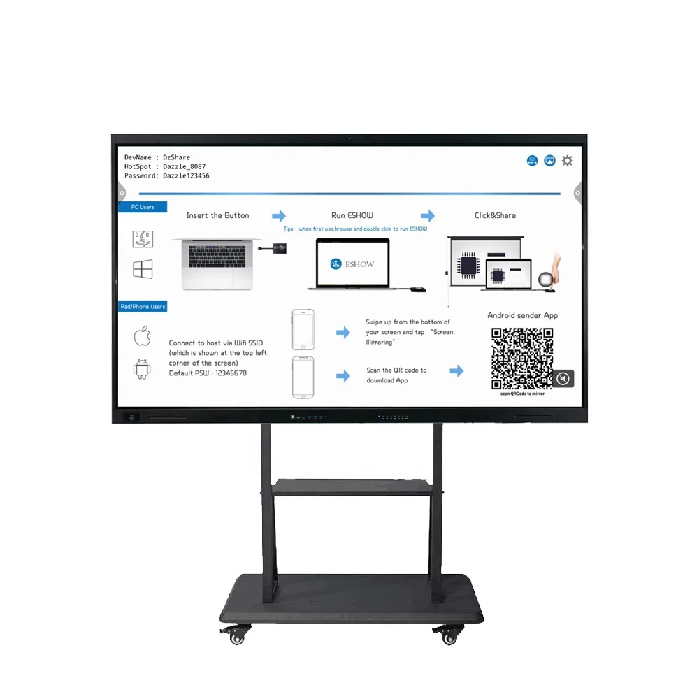 75/86/110 Inch Interactive Dual System LCD Smart Class, Multilingual OS for Teaching Hot Sale AliExpress B2B Supply