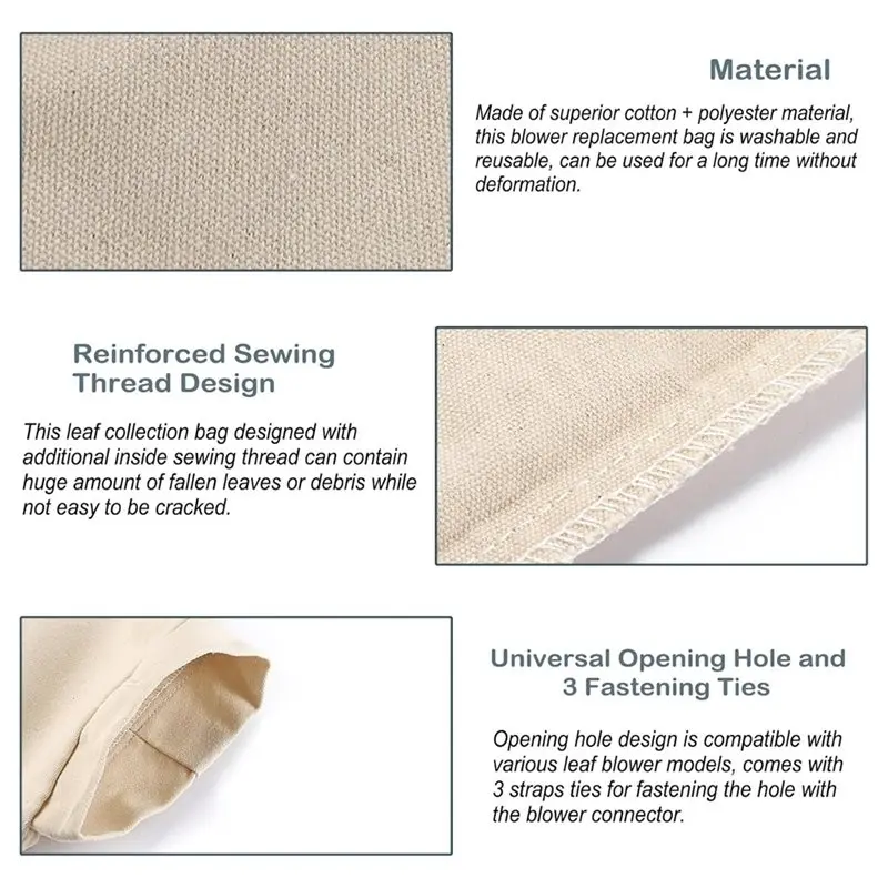 ABKY-Adjustable Leaf Series Bottom Debris Self-Unloading Replacement Bag Zipper For Mulcher Vacuum Leaf Storage Bag