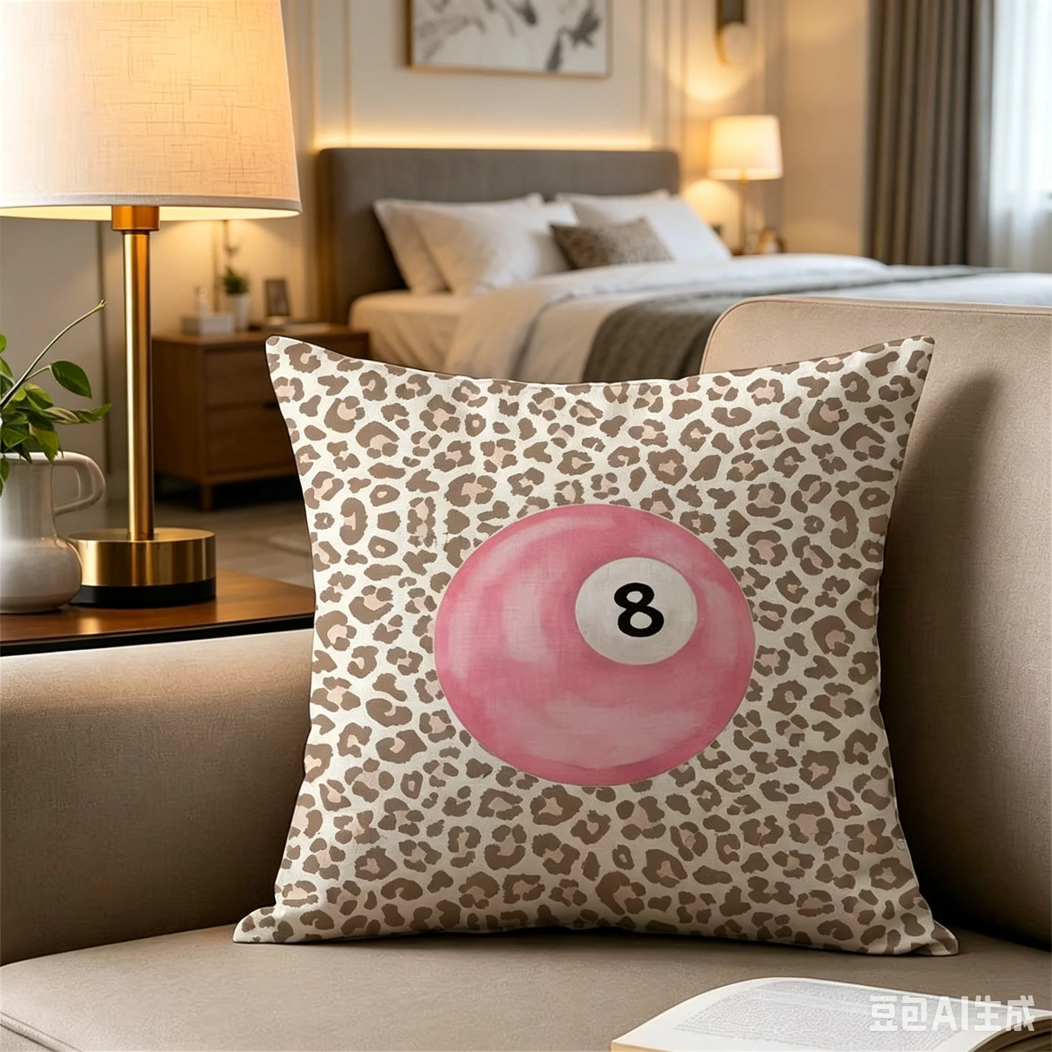 Vintage Soft Pillowcase Leopard Print Pink eight Pillow Case Leisure Comfort Square Throw Cushion Cover 3D Double-sided Print