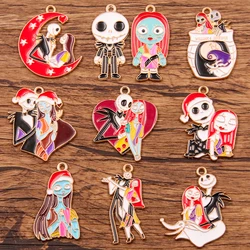 10Pcs Mix KC Alloy Metal Drop Oil Halloween Charm Zombie Groom Bride Pendant For Enamel DIY Bracelet Necklace Jewelry Making