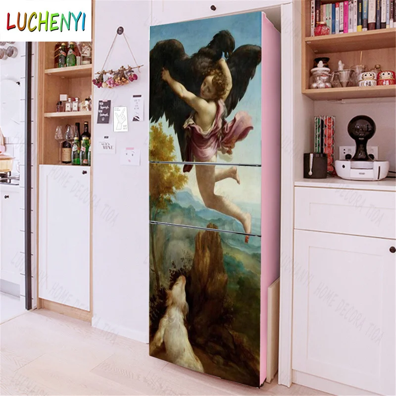 Papel de parede kitten horse shark summer sunflowerrefrigerator sticker  door stickerkitchen fridge wallpaper mural , home decor