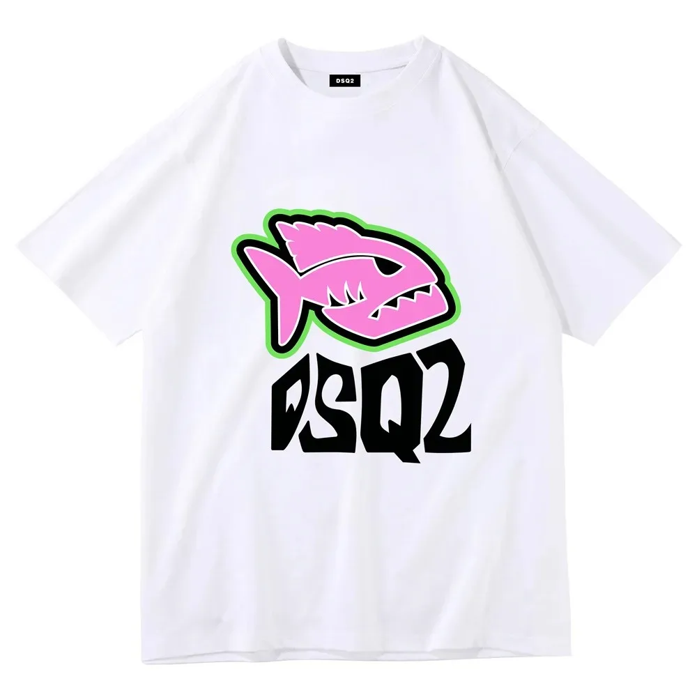 

Fashion Brand DSQ2 Printed Series T-shirt Men and Women The Same Comfortable Loose Sweat Absorption Short-sleeved T-shirt