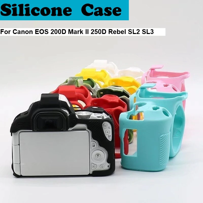 

For Canon EOS 200D Mark II 250D Rebel SL2 SL3 Accessories DSLR Camera Silicone Armor Skin Case Body Cover Protector