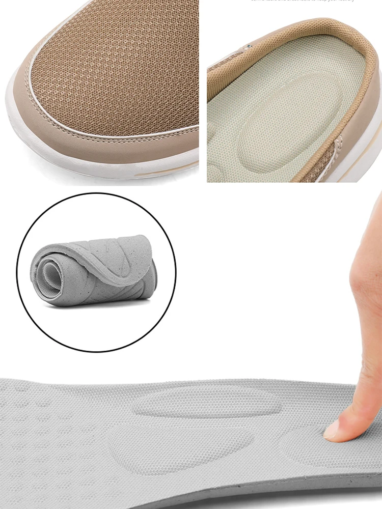 Casual Mules Mesh Breathable Flat Slippers Men Women Summer Couple Shoes Large Size Loafers Fashion Shoes Street Slippers